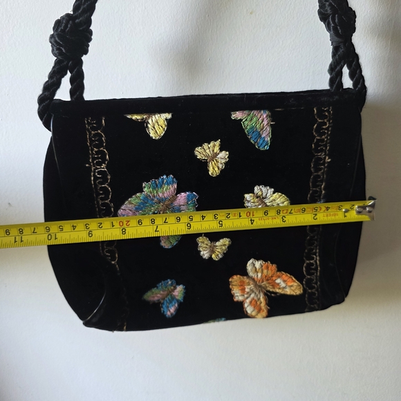 Velvet Butterfly Rope Festival Vintage 70s Bag - Picture 5 of 6